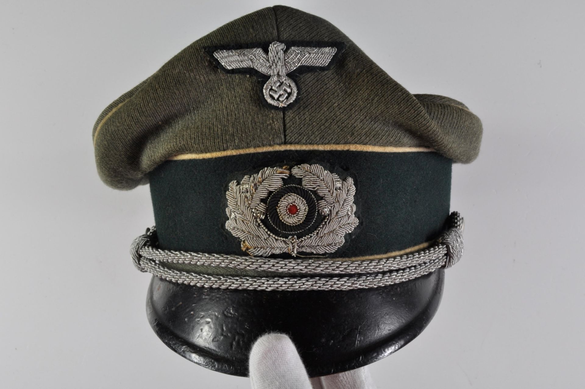 German Armed Forces Army, peaked cap for officers the infantry, field gray fine cloth complete