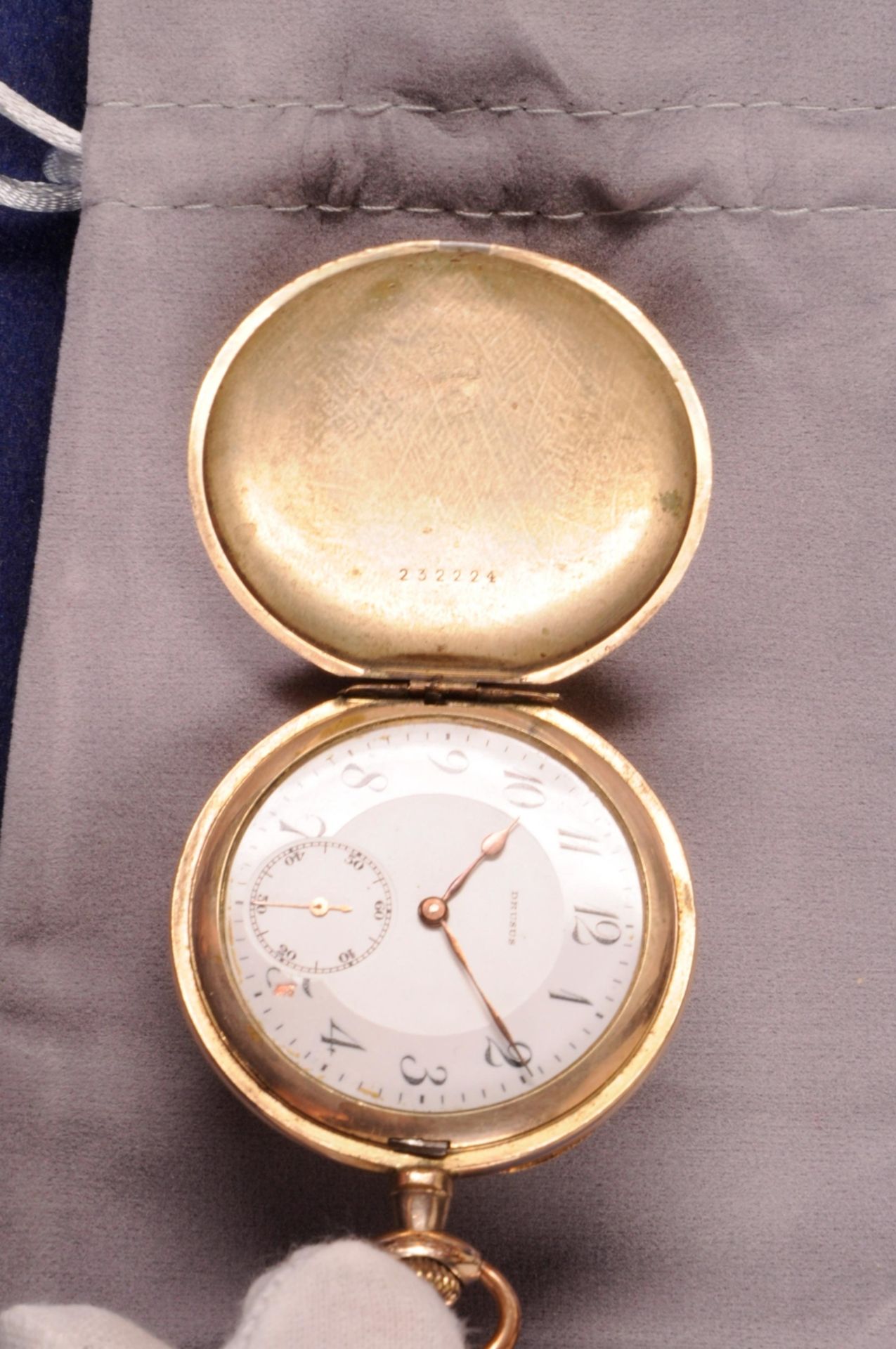Pocket-watch \\Drusus\\ Savonette 1915-1930, design mark: bull (G. Rough Pforzheim), Germany, - Image 2 of 5