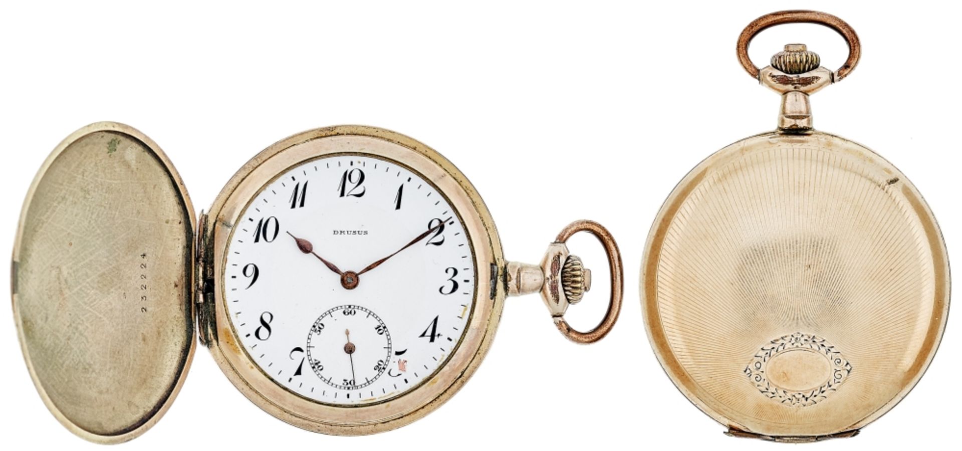 Pocket-watch \\Drusus\\ Savonette 1915-1930, design mark: bull (G. Rough Pforzheim), Germany,