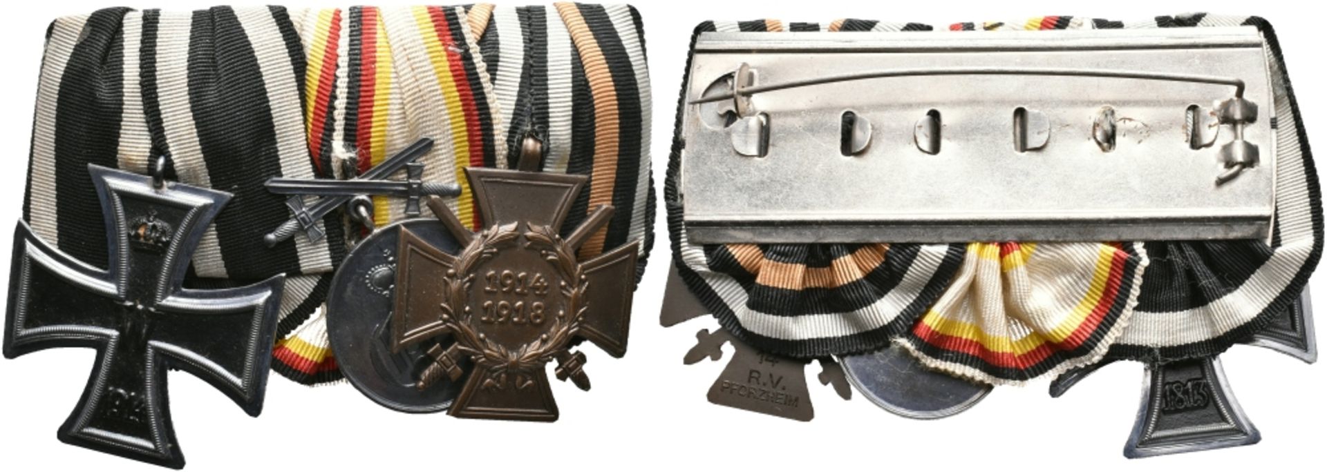 Medal clasp with 3 awards, as well Prussia Iron Cross 1914 2. Class, Whale cover and Pyrmont