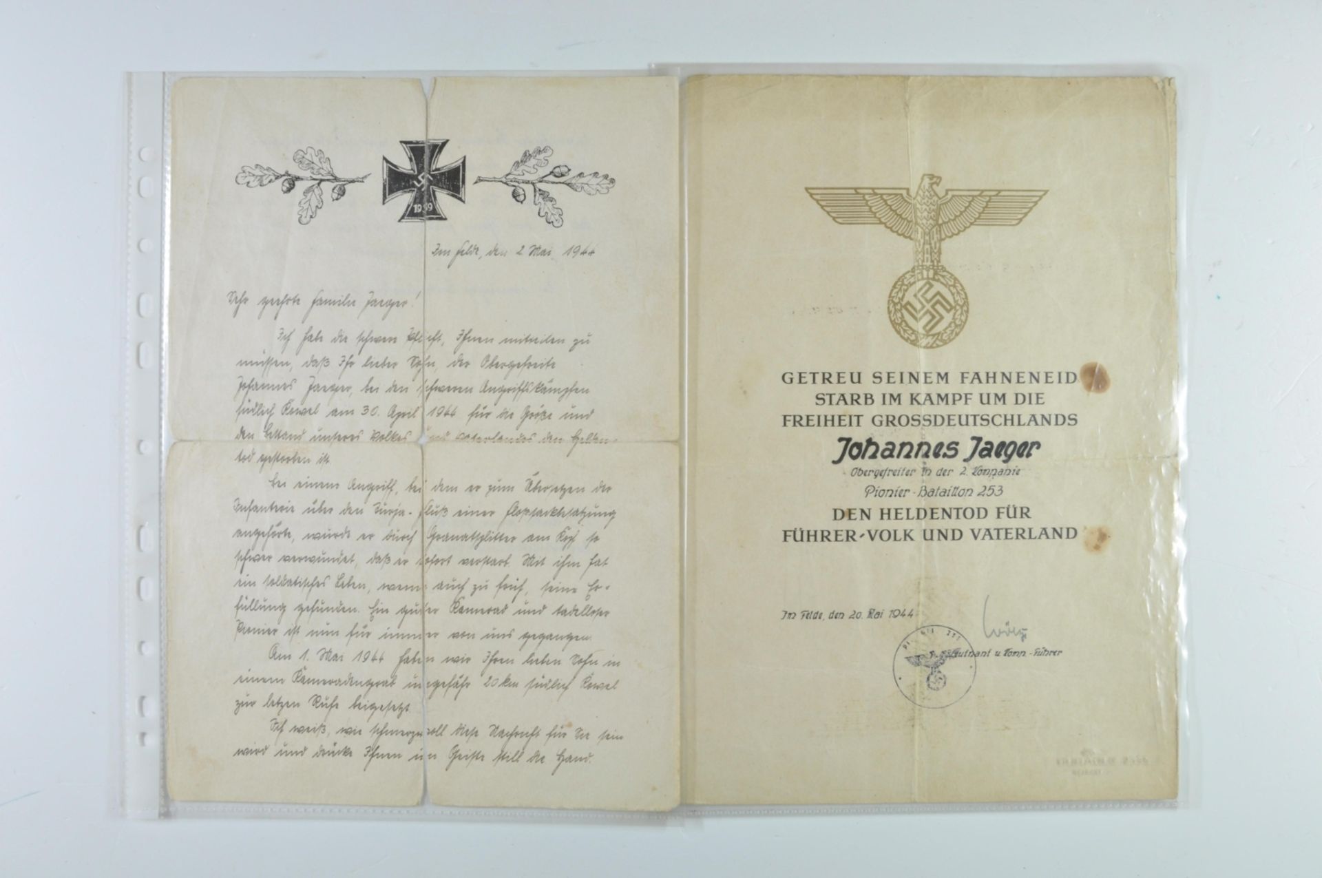 Estate of a corporal of the Pioneer battalion 253 2. Company with among others award certificate - Image 3 of 4