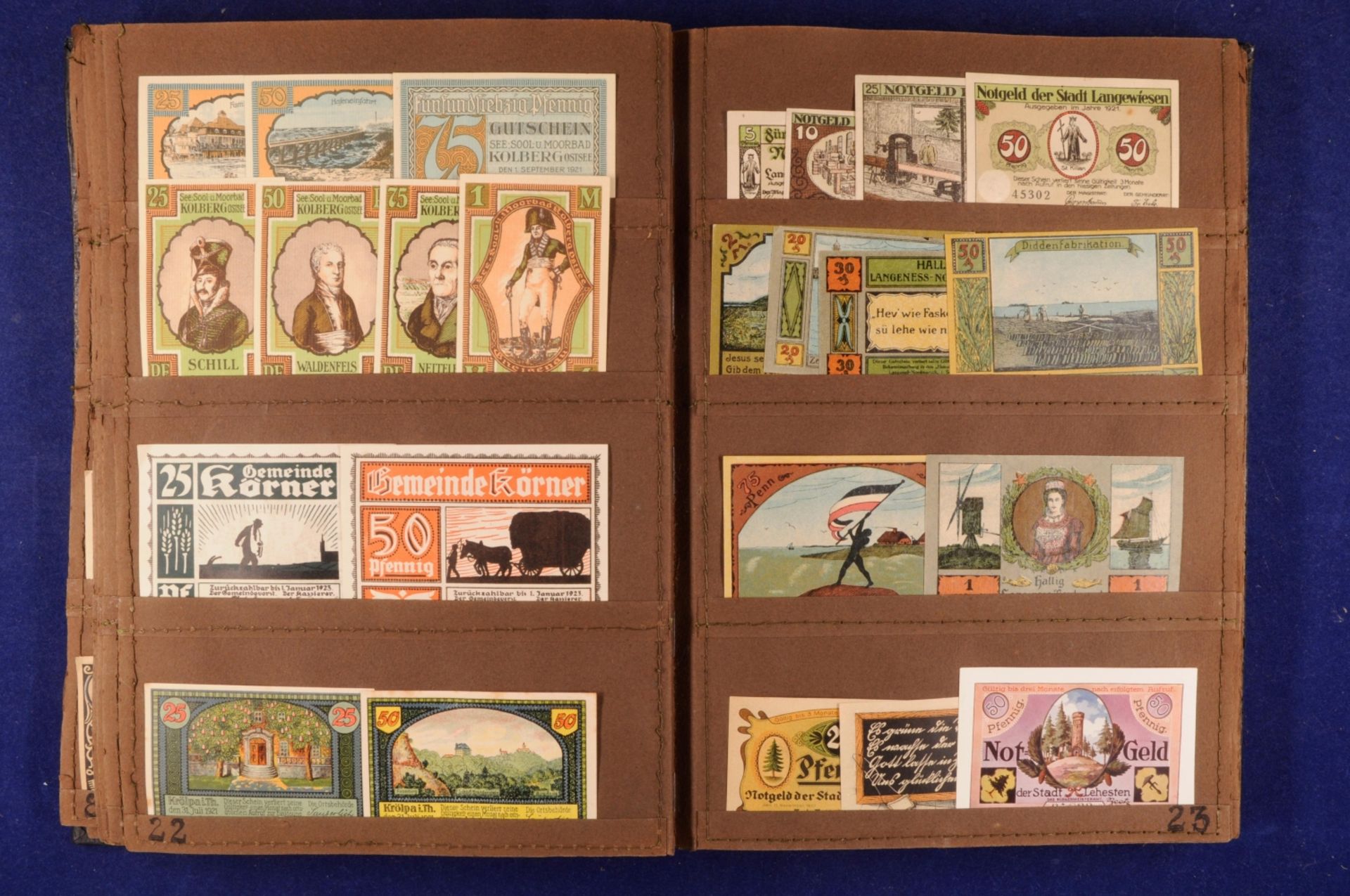Sammlung städtisches Notgeld im alten Leder-Album mit über 700 Scheine (A-Z). Vertreten sind die Stä - Bild 11 aus 24