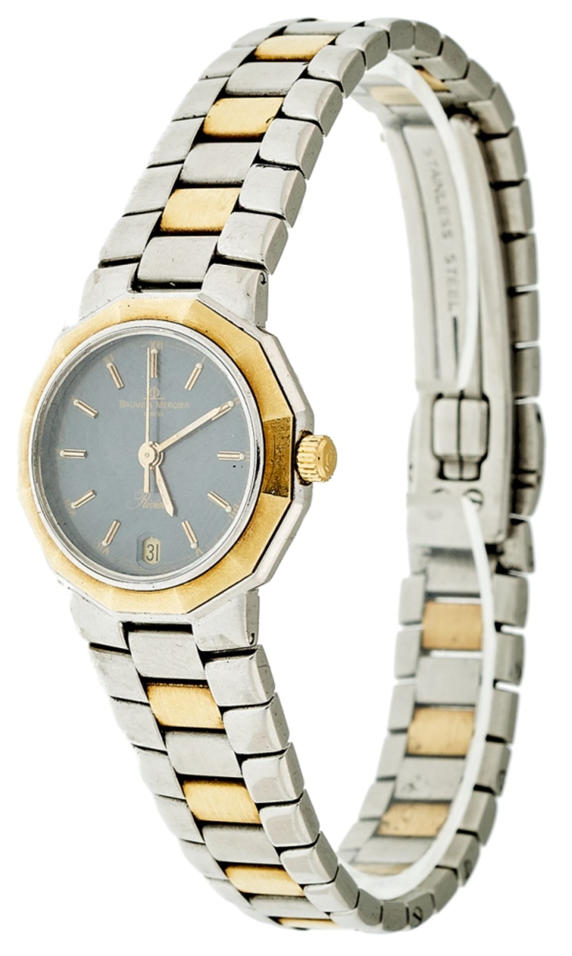 Ladies wrist watch \\Baume & Mersier\\ model Riviera 1989, Ser. No. 1468783, steel / Gold flat case,