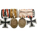 Medal clasp with 2 awards, Iron Cross 1939 2. Class and German barricade badge of honour,
