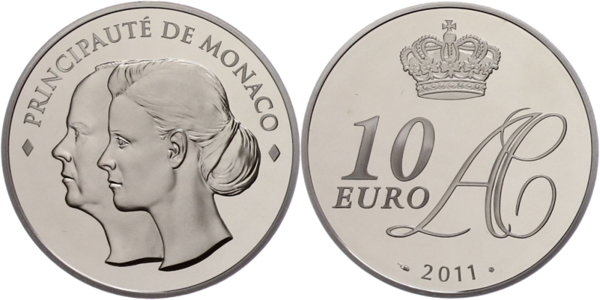 10 Euro, 2011, Albert II., auf die Hochzeit, Auflage nur 4000 Stück!, mit Zertifikat in Schatulle un