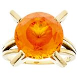Spinel ring, 585 yellow gold, 8, 9 g, orange spinel in round cut from approximate 9, 5 ct, RW EU