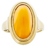 Bernstein Ring (beh.), honigfarben, muglig, 333 Gelbgold, 3,5g, Ringkopf 20,4x 13,3mm, gestempelt un