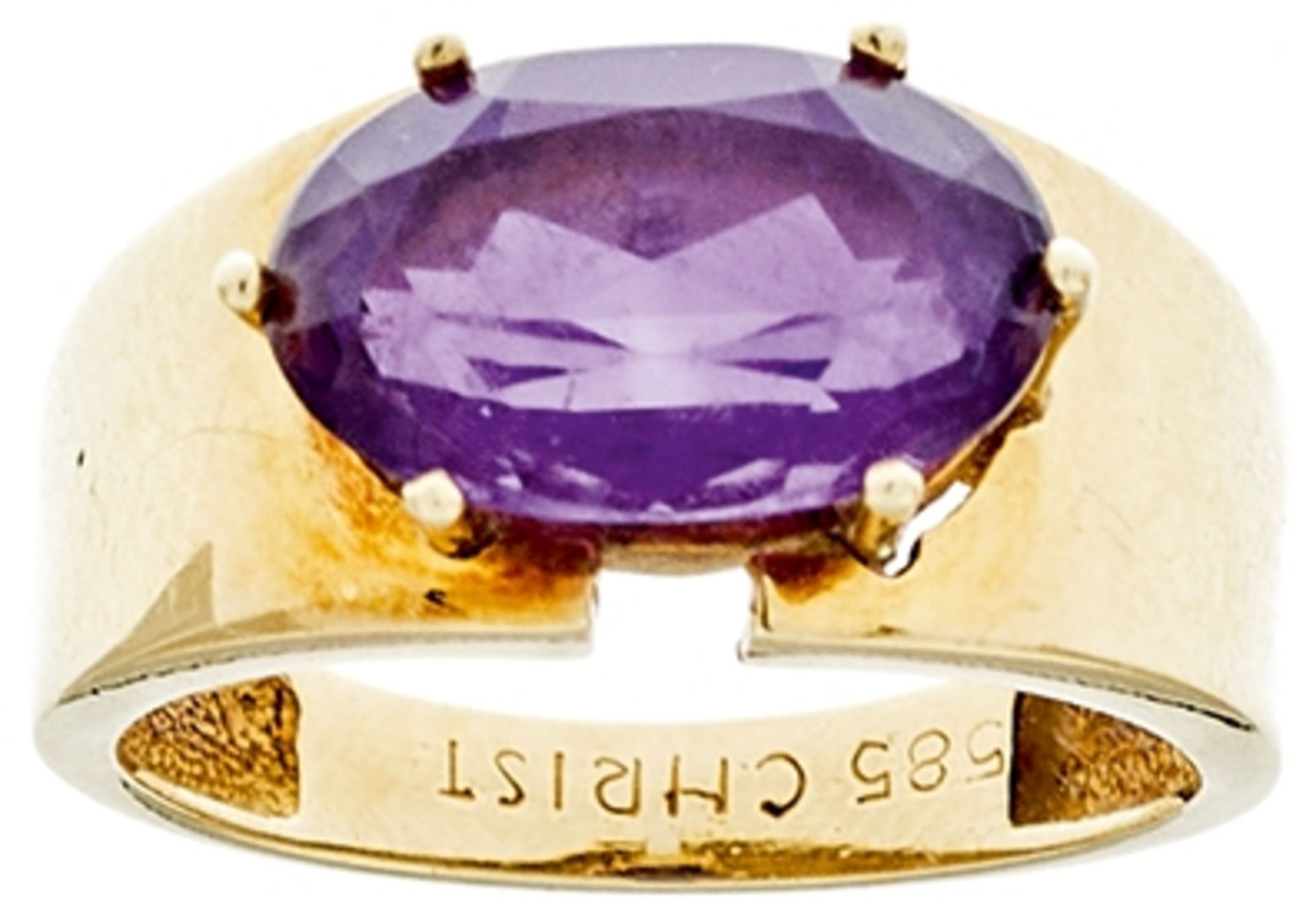 Amethyst Ring, 585 Gelbgold, 5g, Amethyst in Oval- Schliff ca. 2,3ct, RW 53, gemarkt \ Christ\.