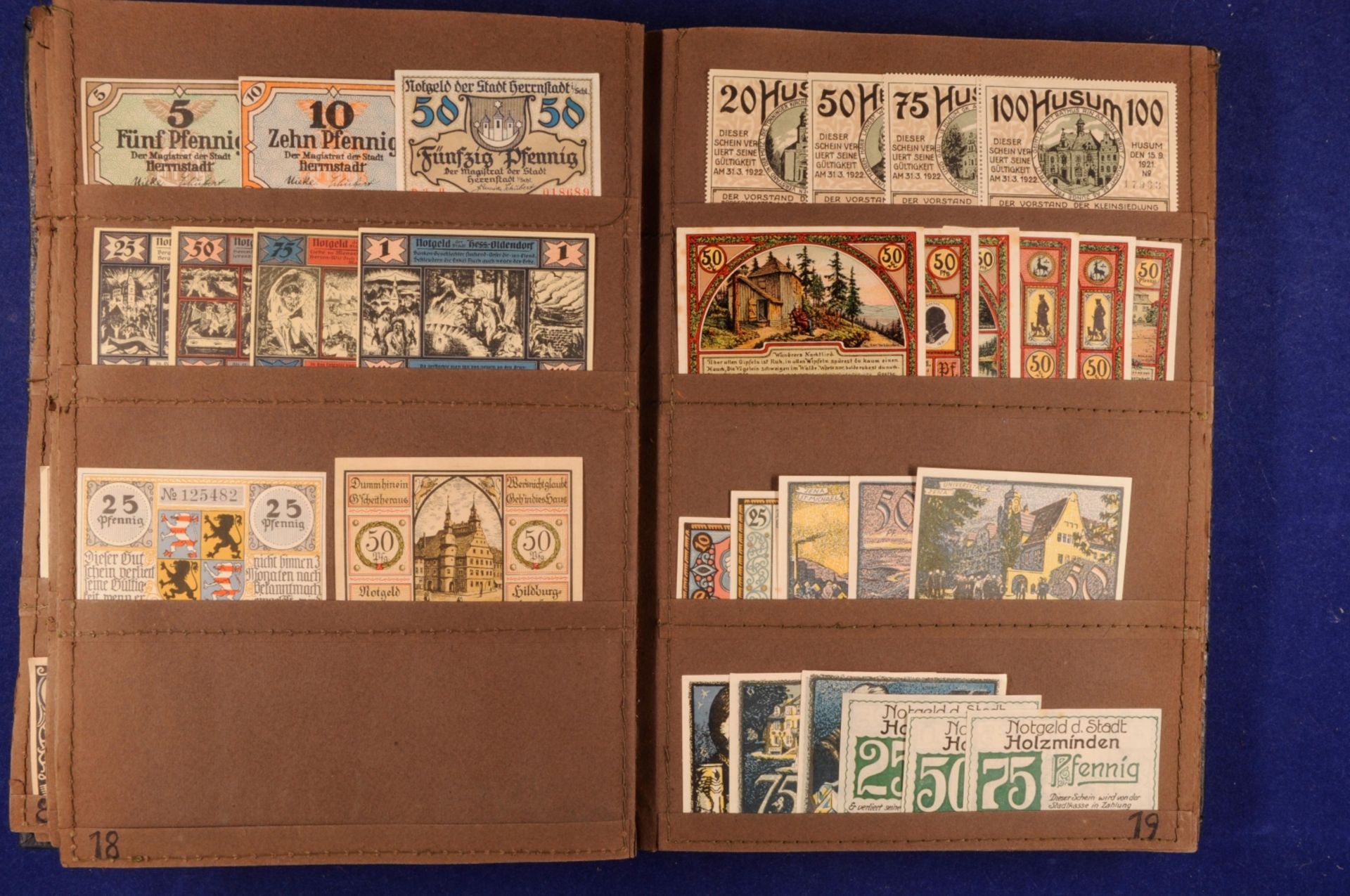 Sammlung städtisches Notgeld im alten Leder-Album mit über 700 Scheine (A-Z). Vertreten sind die Stä - Bild 9 aus 24