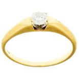 Brillant Solitär Ring, 750 Gelbgold, 3,4g, Brillant ca. 0,3ct, VS/ I-J leicht getöntes Weiß, vierer