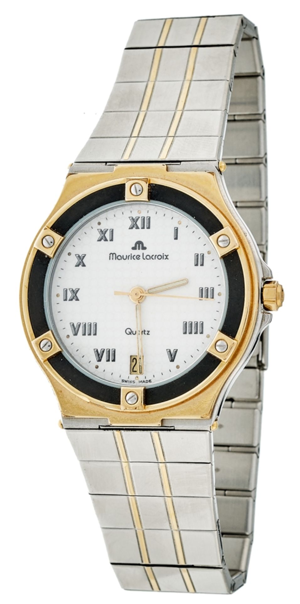 Maurice Lacroix Calypso gentlemen wrist watch. Ca. 34 mm, steel with gold-plated details, quartz,