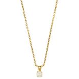 Diamond pendant at fine curb bracelet, Gold 14 K, diamond in round brillant cut 0, 35 ct, CW / on