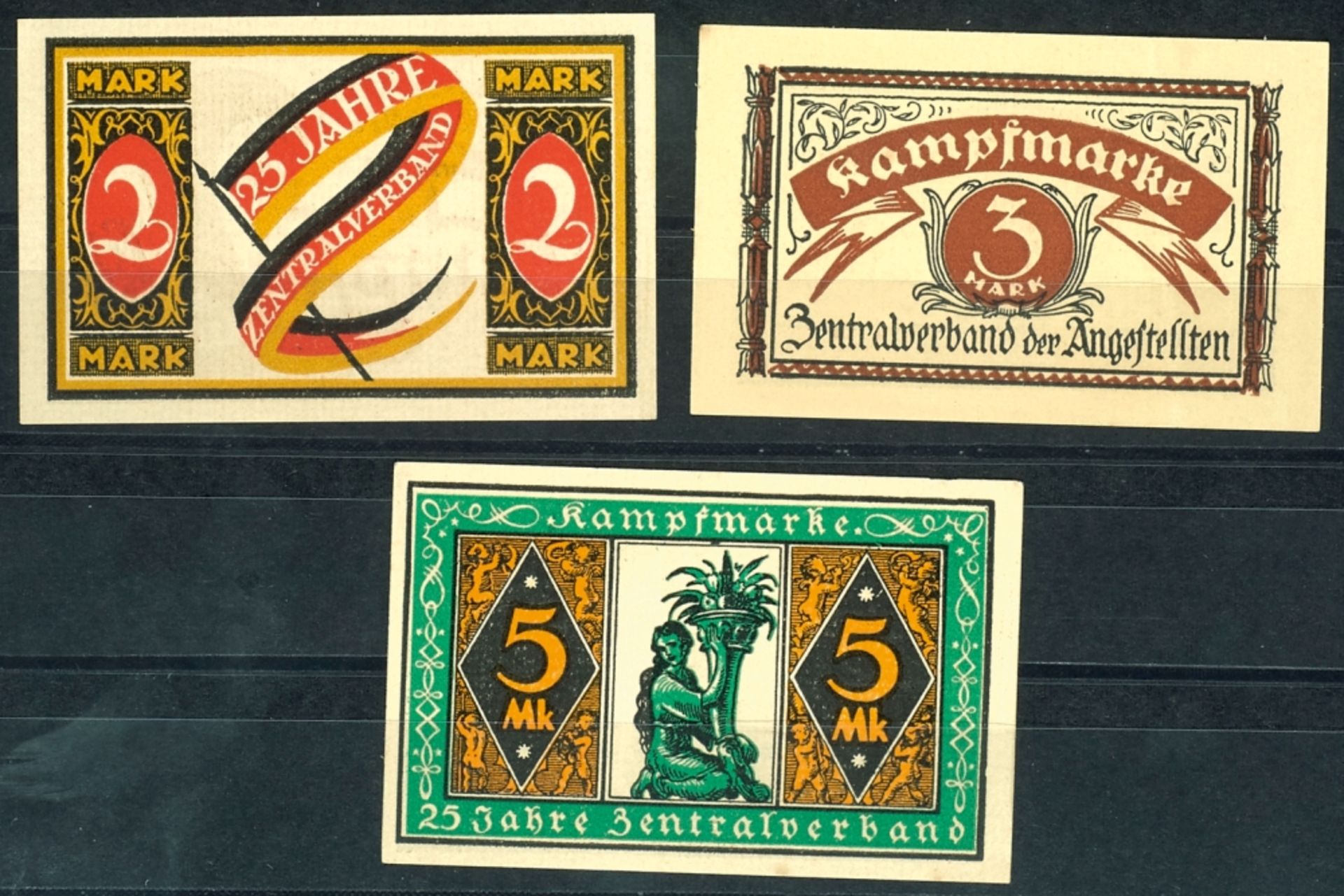 Hamburg (Ham / Ha) Z. D. A. (umbrella organisation the engaged), 2, 3, 5 Mark o. D, Kampfmarke,