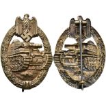 Panzer Badge in bronze, non-ferrous metal, hollow embossing, needle magnetic, OEK 3906 / 1,