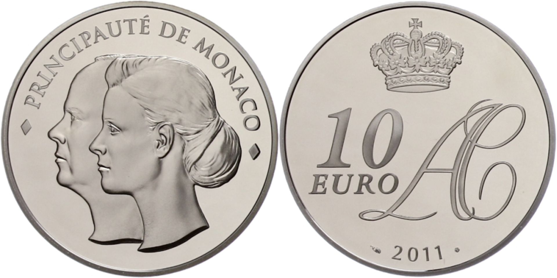 10 Euro, 2011, Albert II., auf die Hochzeit, Auflage nur 4000 Stück!, mit Zertifikat in Schatulle un