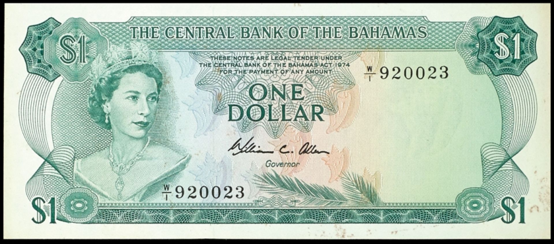 Bahamas, The Central Bank of the Bahamas, 1 Dollar 1974, P-35b, Erh. I.