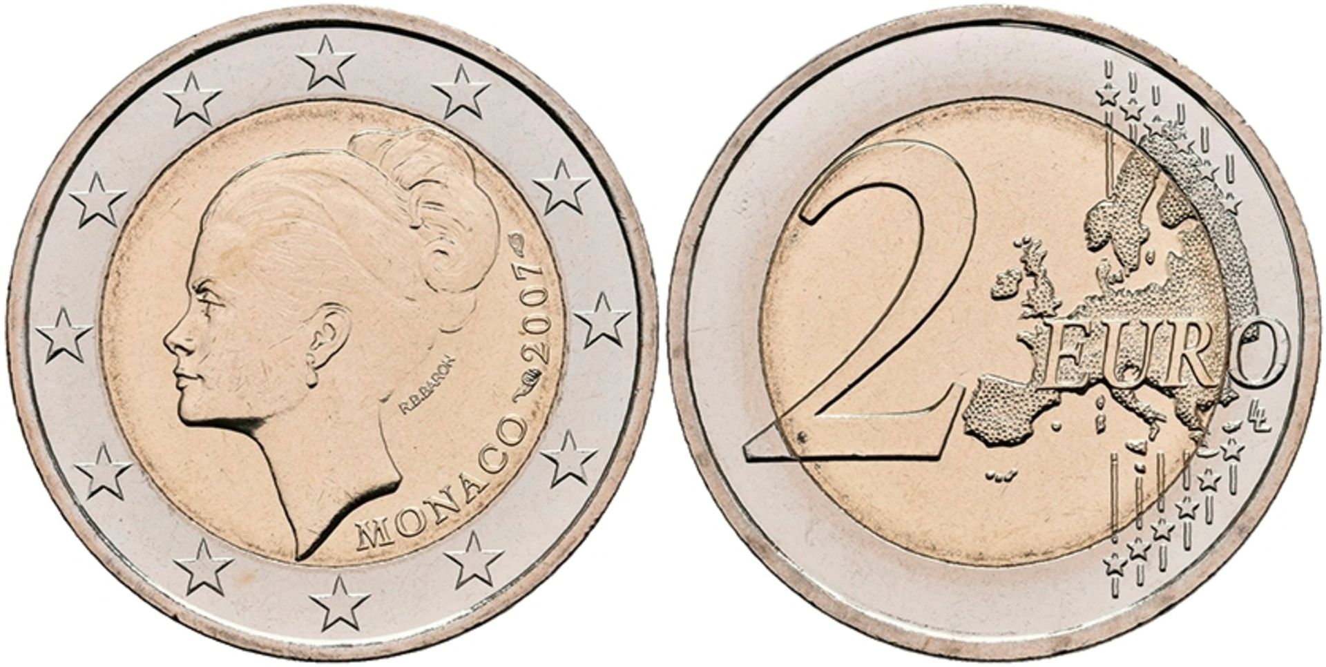 2 Euro, 2007, Grace Patricia Kelly zum 25. Todestag, KM 186, in Ausgabeschatulle, vz-st.