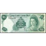 Cayman-Inseln, Cayman Islands Currency Board, 1 und 5 Dollars, 1971, P- 1b und 2a, unc. Erh. I- und