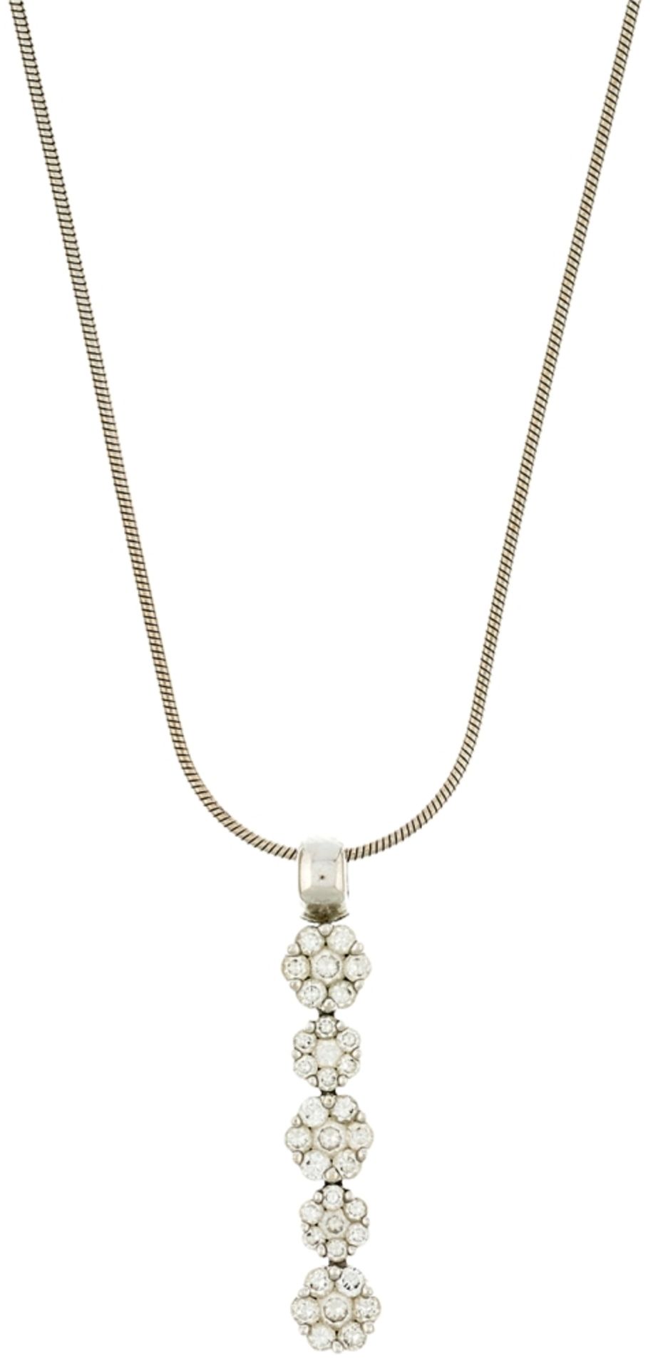 Brilliant-cut diamonds pendant with chain, 750 white gold, brilliant-cut diamonds in terms of four