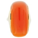 Karneol Ring, 750 Gelbgold, 22,1g, massiver Karneol Cabochon ca. 30 ct, gemarkt RP, RW EU 61.