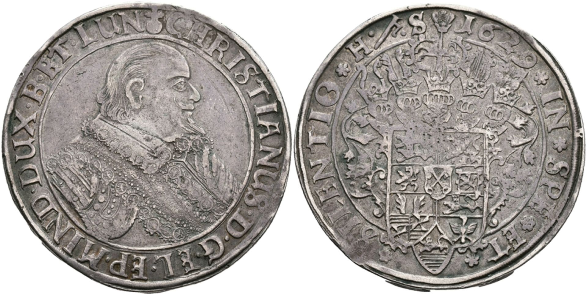 Taler, 1629, Christian, Bischof von Minden. Dav. 6475, Welter 924, kleine Schrötlingsfehler, ss.