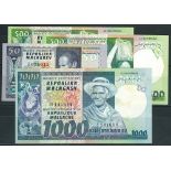 Madagaskar, Banky Foiben NY Repoblika Malagasy, 50, 500 Francs (2x) und 1000 Francs o. J. ( 1974), P