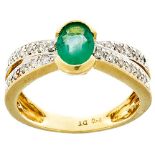 Emerald brilliant-cut diamonds ring with 22 diamonds in brillant to murder cut, together 0, 22 ct,