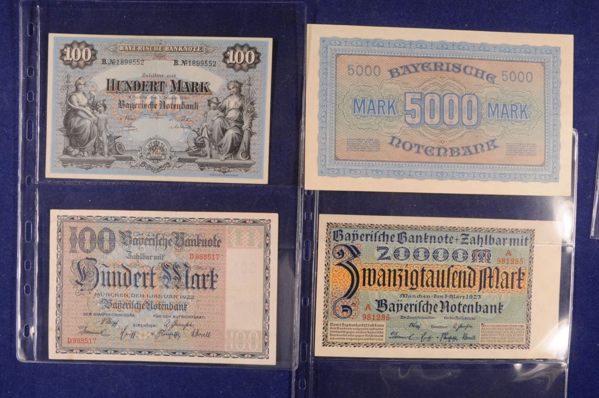 Lot Länderbanknoten Bayern, Hessen, Sachsen, Württemberg, 19 St., ab 1. Januar 1900 - 1. August 1923