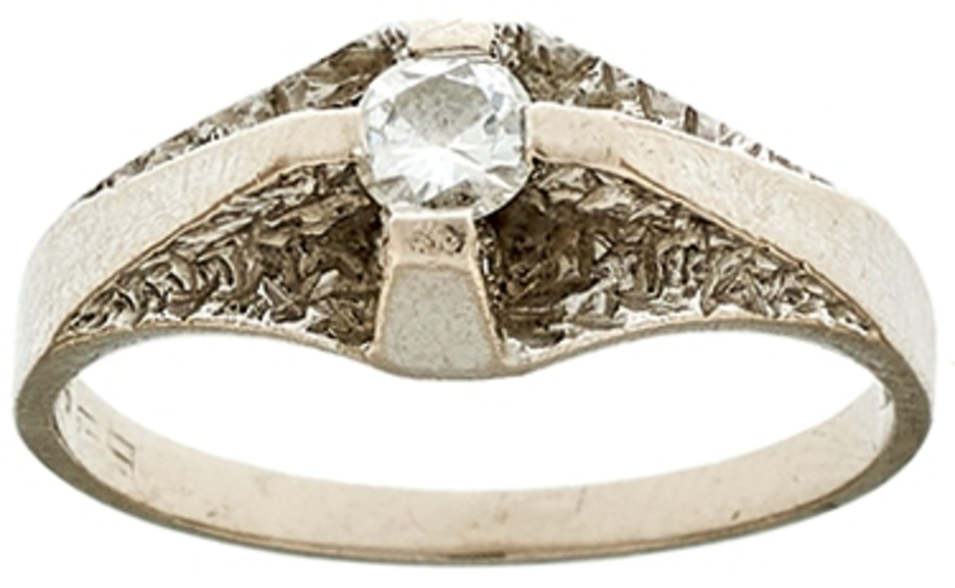 Diamant Solitär Ring, 585 Weißgold, 4,04g, natürlicher Diamant in Brillantschliff/Rund von 0,22ct,