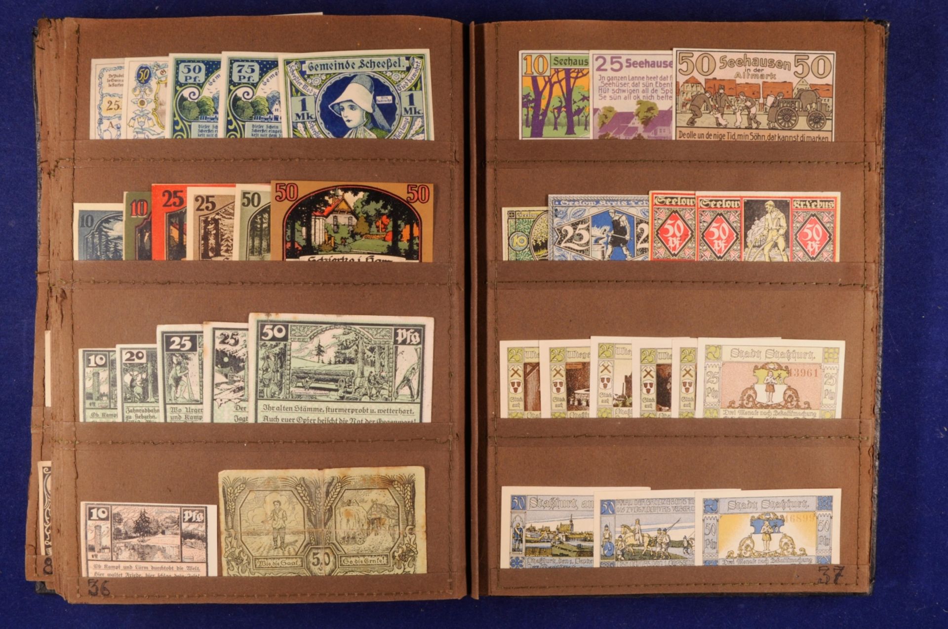 Sammlung städtisches Notgeld im alten Leder-Album mit über 700 Scheine (A-Z). Vertreten sind die Stä - Bild 18 aus 24