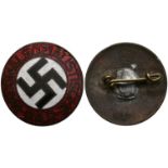 Nazi German worker party (NSDAP), member badges, 23 mm, enameled, on the reverse side with