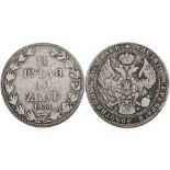 1 1/2 Rouble (10 zloty), 1836, Nikolaus I., Warsawa, Bitkin 1132, small edge nick, Hsp, s-ss.