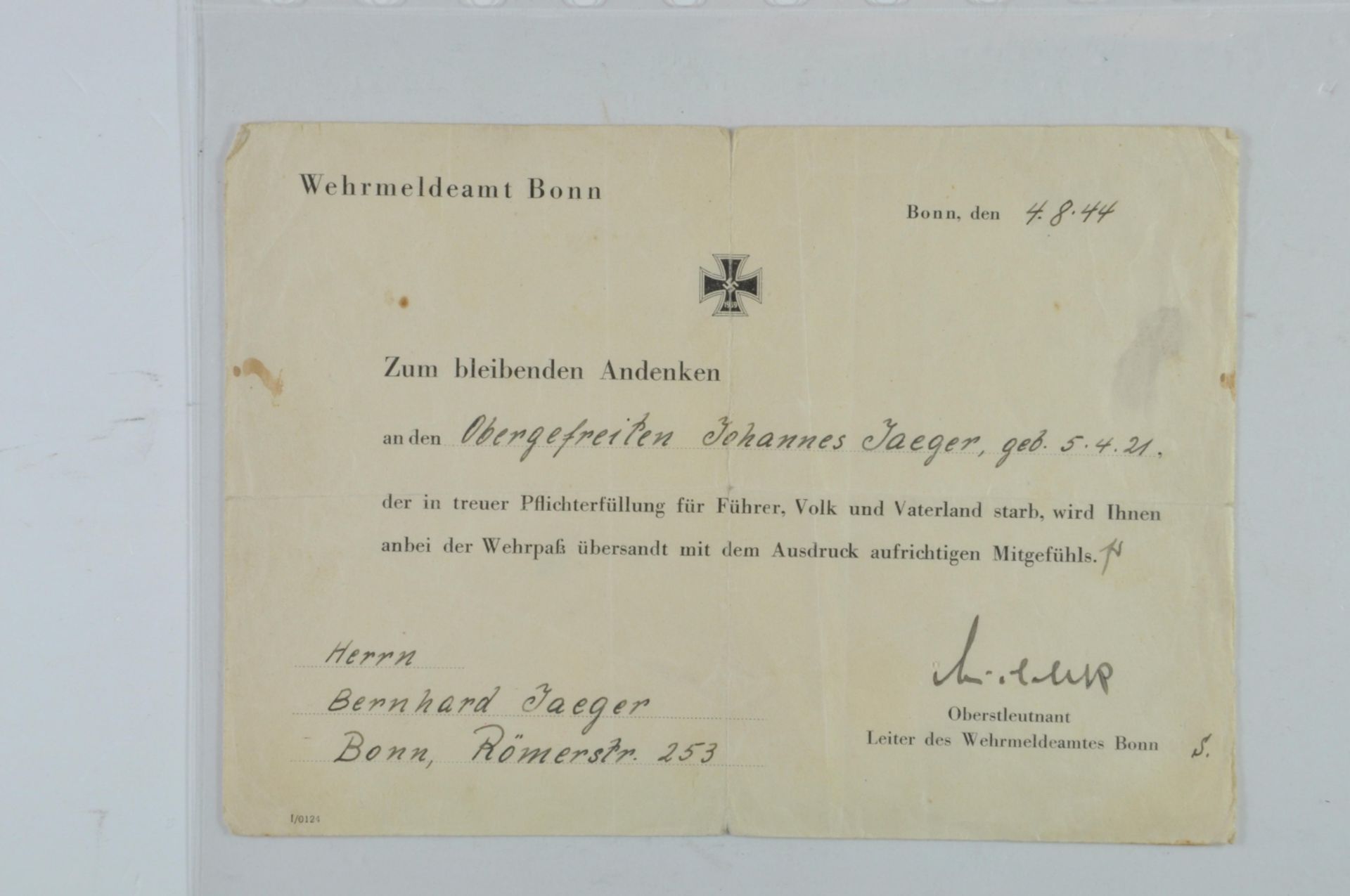 Estate of a corporal of the Pioneer battalion 253 2. Company with among others award certificate - Image 2 of 4