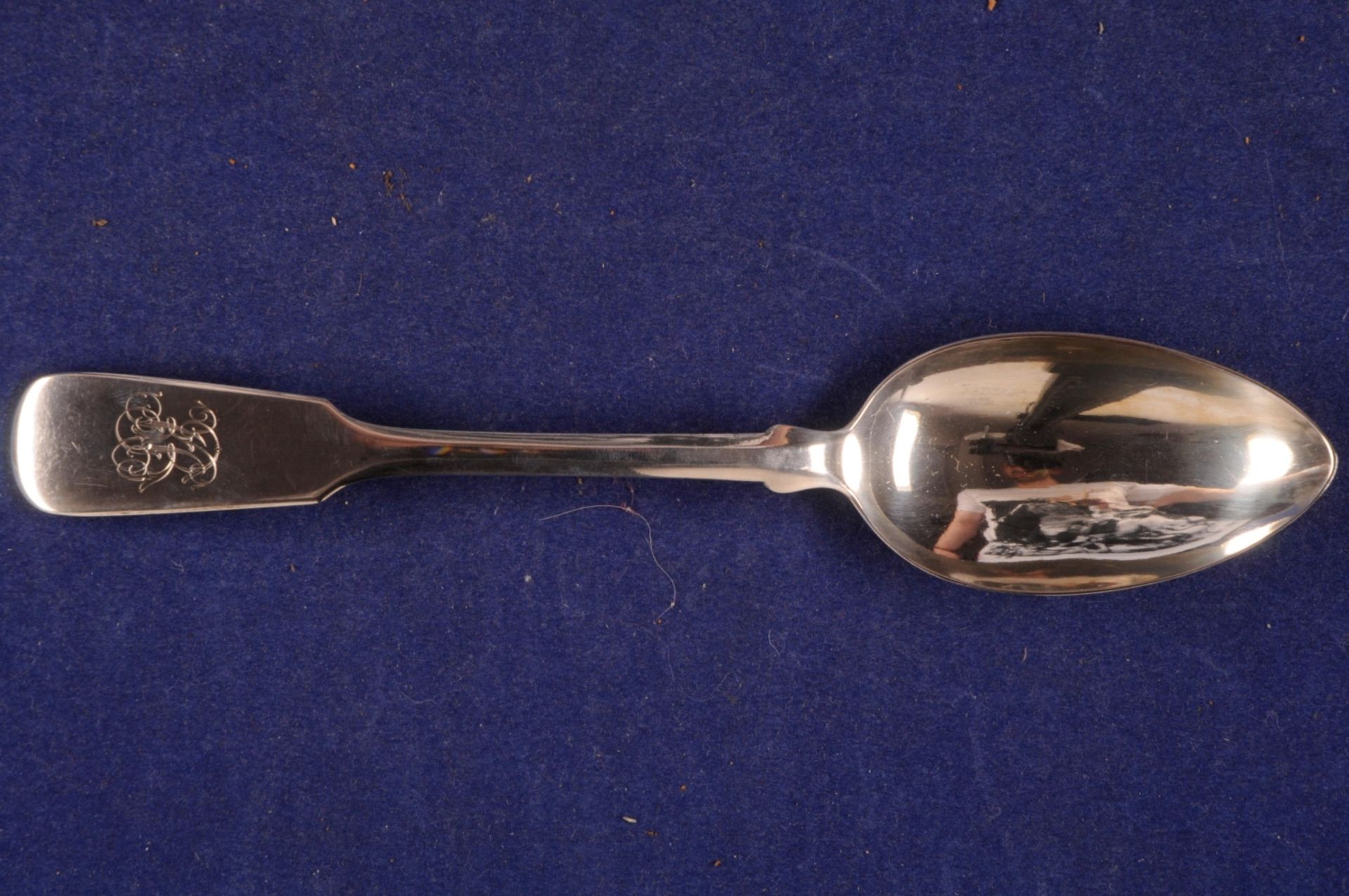 Set from 12 Art Nouveau soup spoon \\Leonhard & Fiegel\\ Germany, 800er silver with monogram, - Image 2 of 3