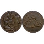 Frankreich, Bronzemedaille (Dm. ca. 54mm, ca. 104,05g), o.J., von (Signatur unleserlich). Av: Zwei K