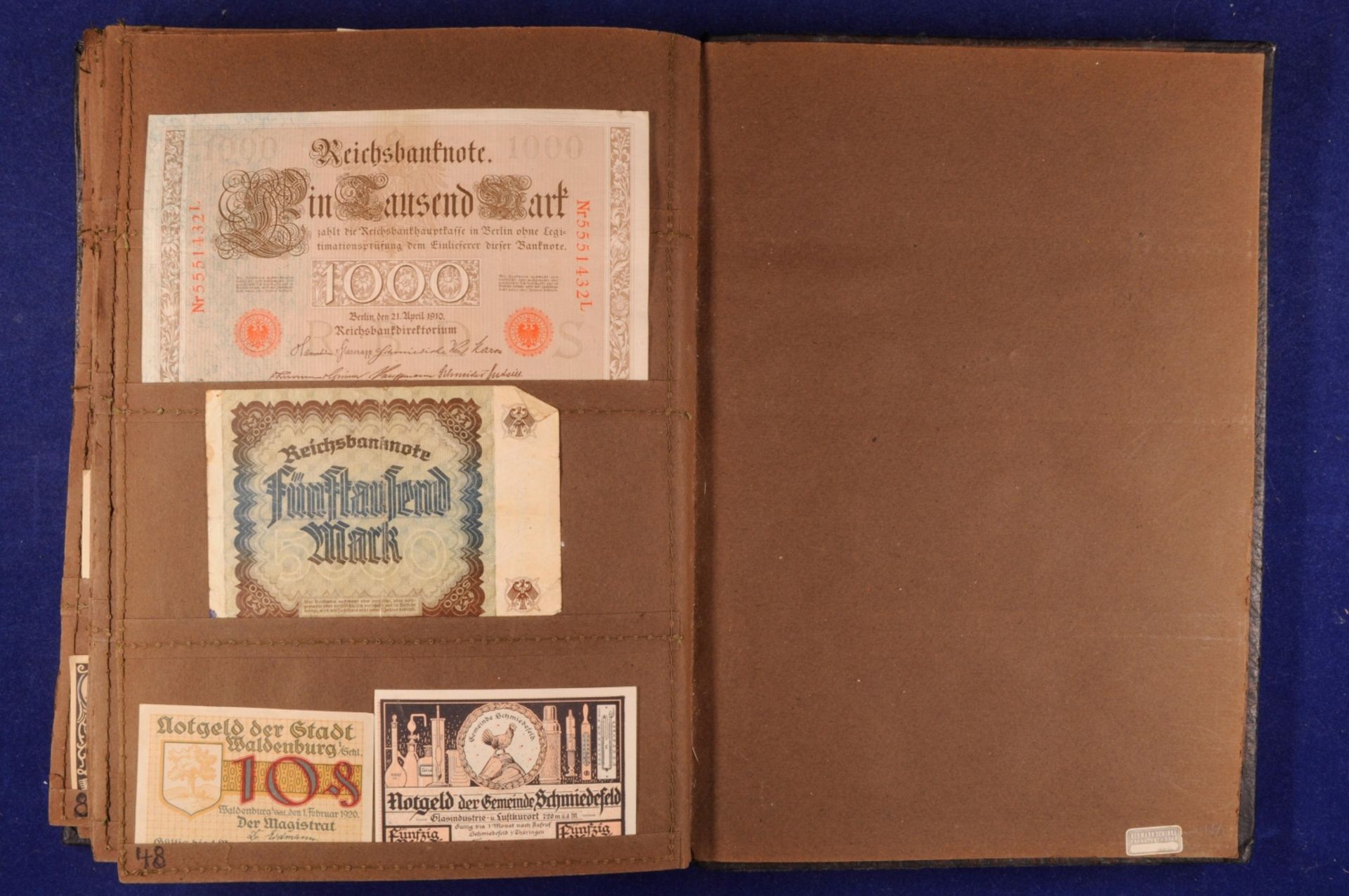 Sammlung städtisches Notgeld im alten Leder-Album mit über 700 Scheine (A-Z). Vertreten sind die Stä - Bild 24 aus 24