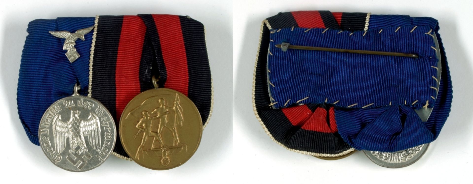 Medal clasp with Service Award medal for 4 years with applied band eagle and memory medal 1. Oct