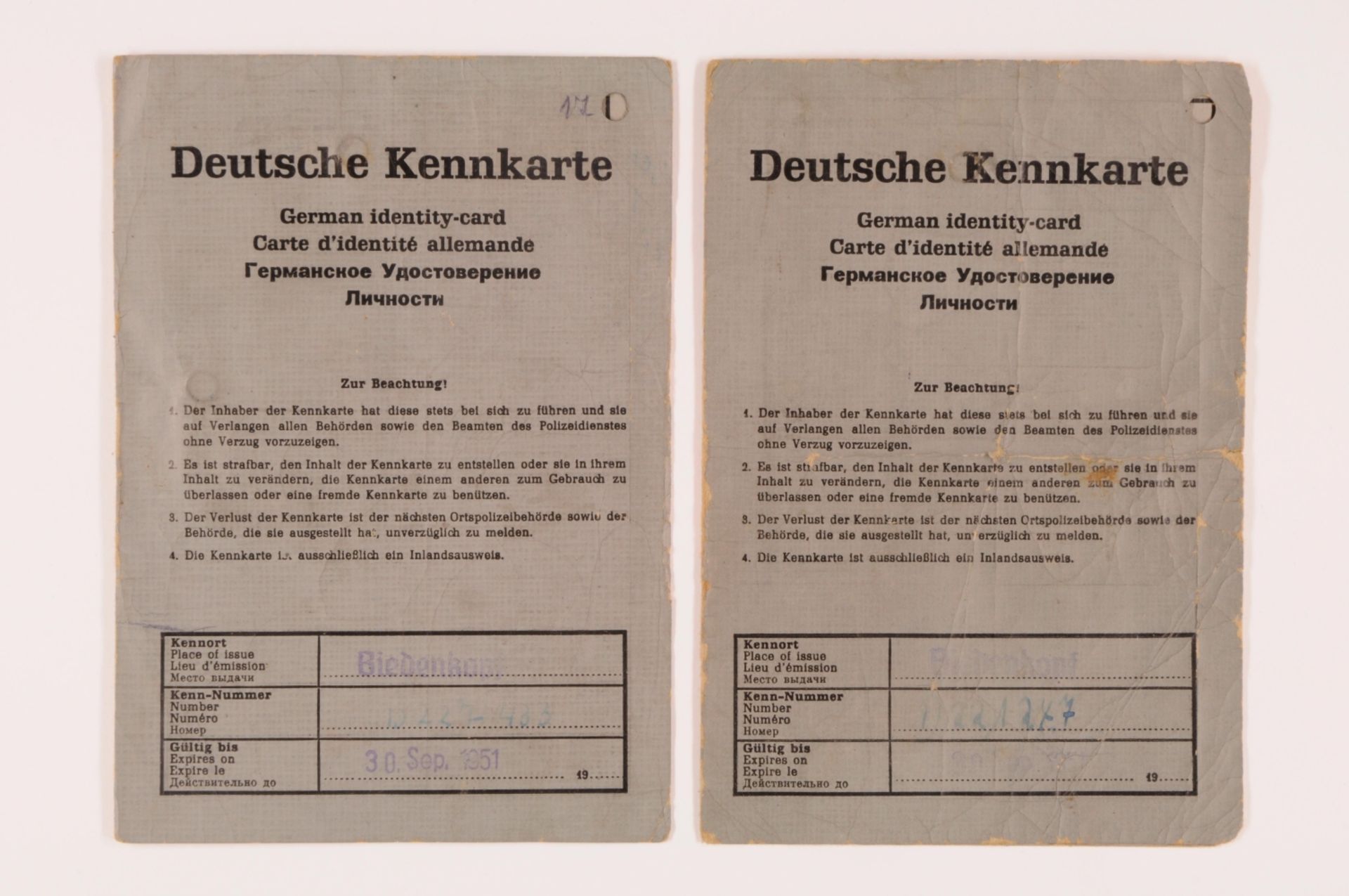 Kleines Lot mit Wehrpass, 2x Deutsche Kennkarte (Nachkrieg), Ahnenpass, Personenausweis Deutsche Rei - Bild 4 aus 4