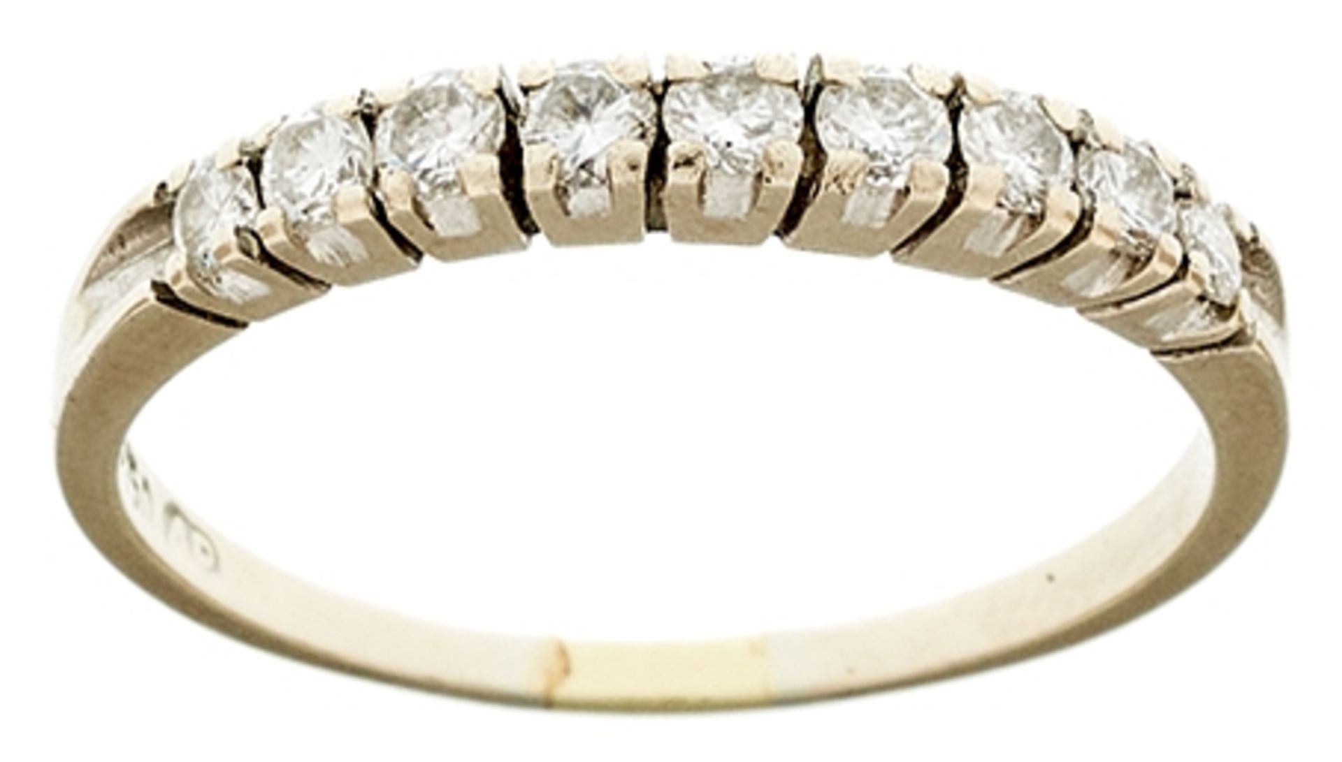 Brillant Ring, 750 Gelbgold, 9 Brillanten zus. ca. 0,45ct, gemarkt \AP\, RW EU 61, 2,6g.