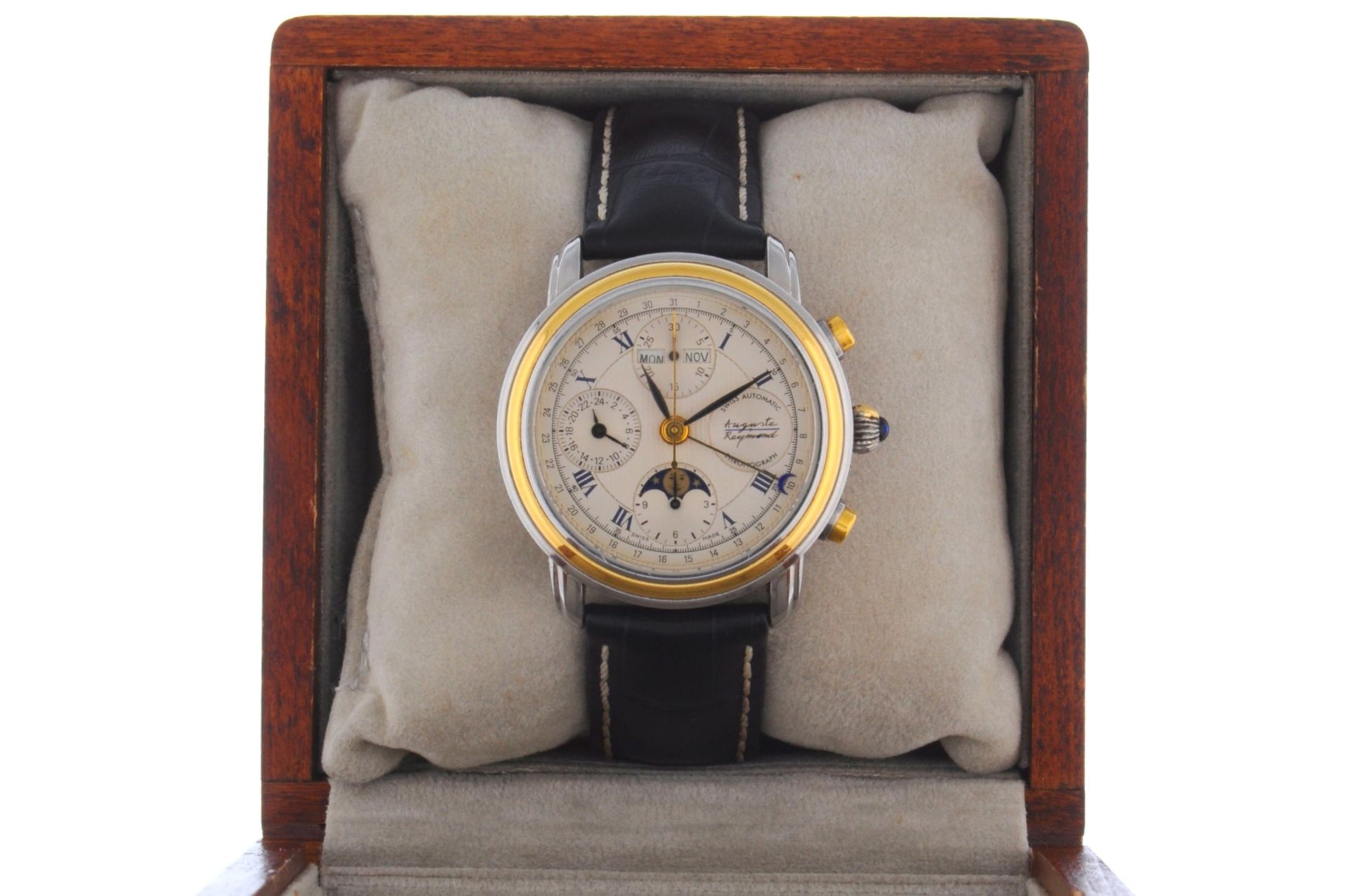 Auguste Reymond gentlemen chronograph. Ca. 38 mm, high-grade steel, transparent back, automatic. - Image 2 of 4