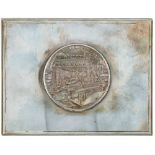 Dose, 925 Silber, 13x 10x 2,9 cm, 380g, gepunzt H. J. Wilm Hamburg, Deckel mit Relief \Stülkenwerft\