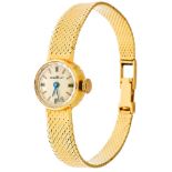 Dainty womens watch of the company Sigena. 1960er years. Watch case 750er yellow-gold, used. Watch