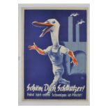 Farbiges Propaganda Plakat \Schäm Dich, Schwätzer! Feind hört mit - Schweigen ist Pflicht\, 1943, Dr