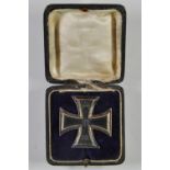 Prussia, Iron Cross 1914, 1. Class, flat form, on needle \\K. A. G. \\, in the black conferring case