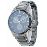 Men's wristwatch Hugo Boss chronograph 1513929, grey, case diameter 43 mm, mineral glass, black