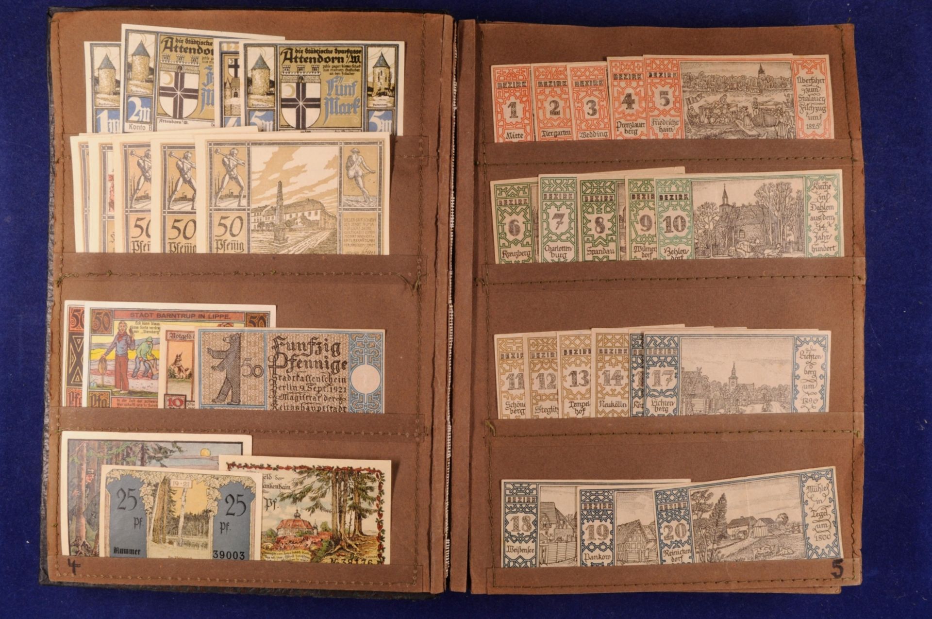Sammlung städtisches Notgeld im alten Leder-Album mit über 700 Scheine (A-Z). Vertreten sind die Stä - Bild 2 aus 24