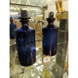 Pair of Bristol blue glass apothecary style jars & stoppers, height 23.5cm
