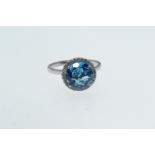 18ct white gold, topaz & diamond cluster ring, size L1/2, 3.16 grams