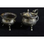 Silver salt & mustard pot, maker JR & A LD, Chester 1914, gross weight 92.97 grams
