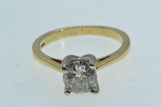 18ct gold & 1.45 carat diamond solitaire ring, size O, 4.84 grams 